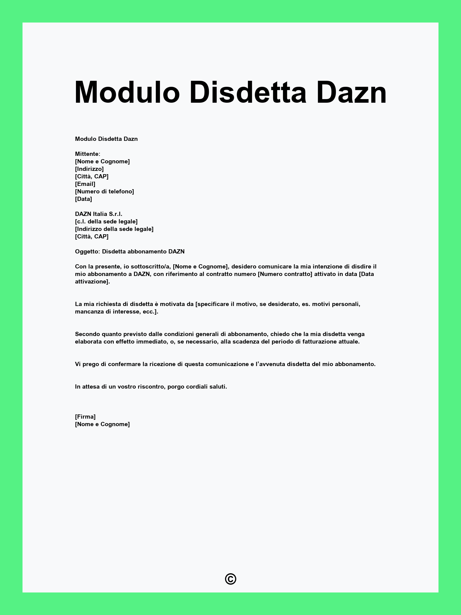 Modulo Disdetta Dazn