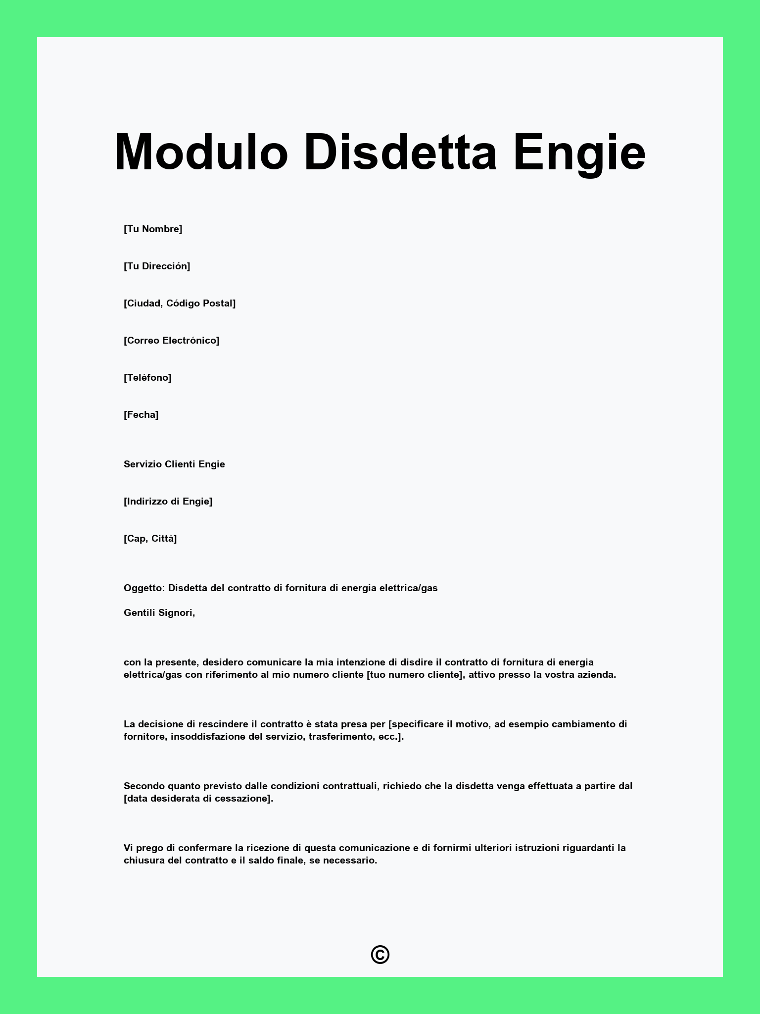 Modulo Disdetta Engie
