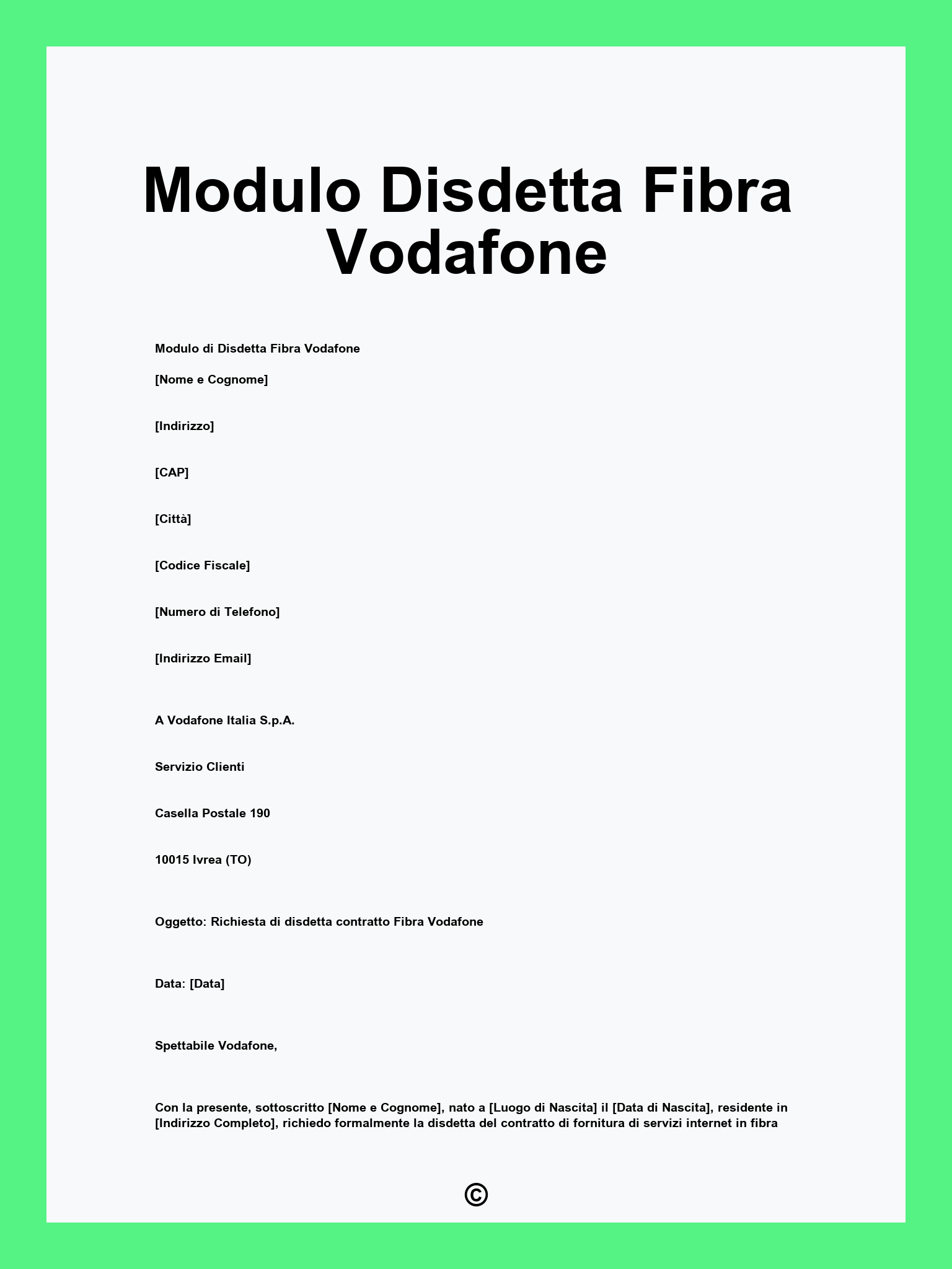 Modulo Disdetta Fibra Vodafone