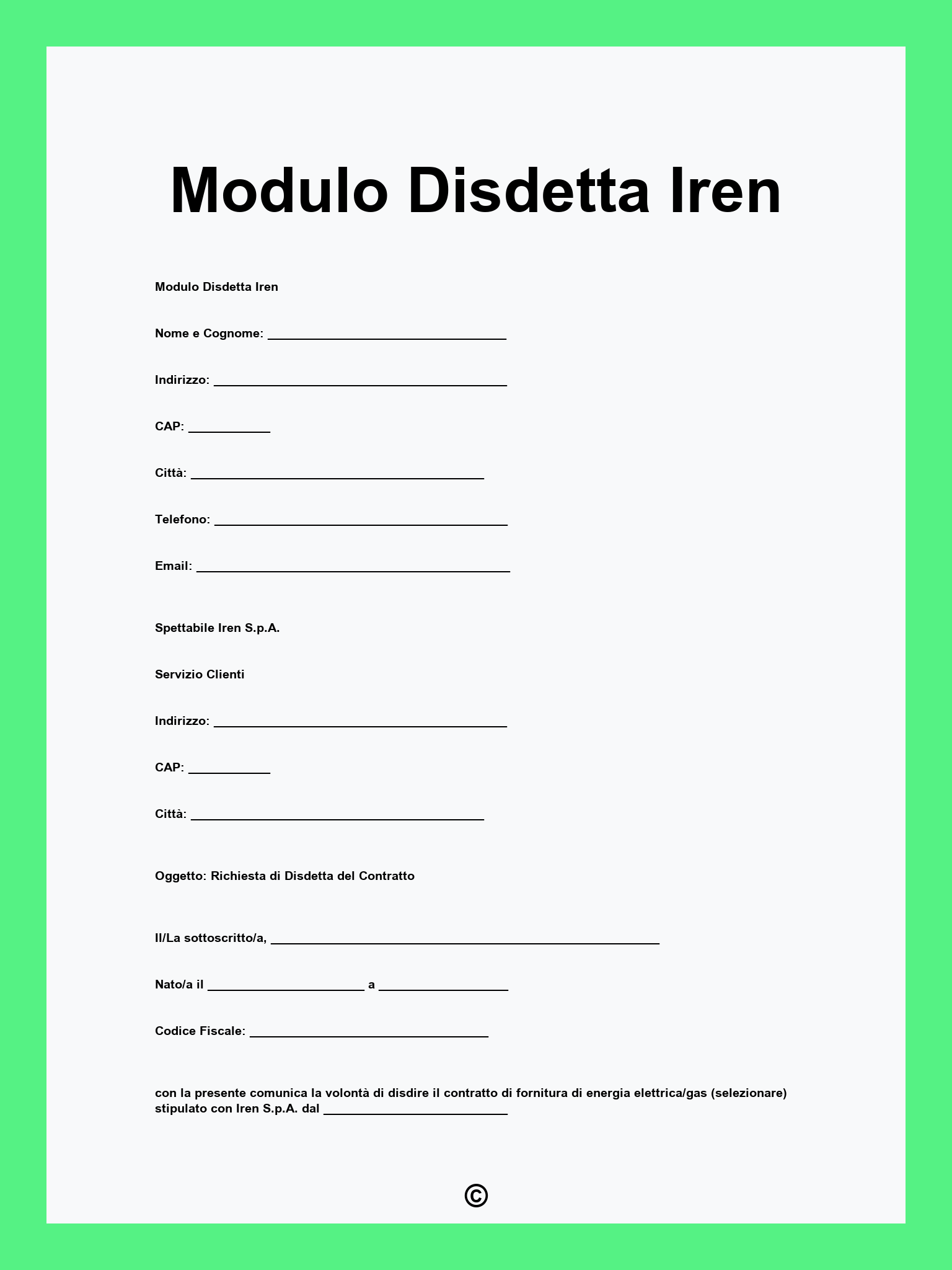 Modulo Disdetta Iren