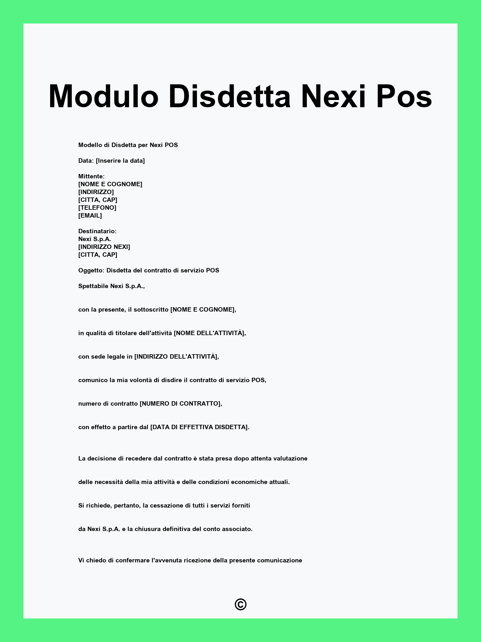 Modulo Disdetta Nexi Pos
