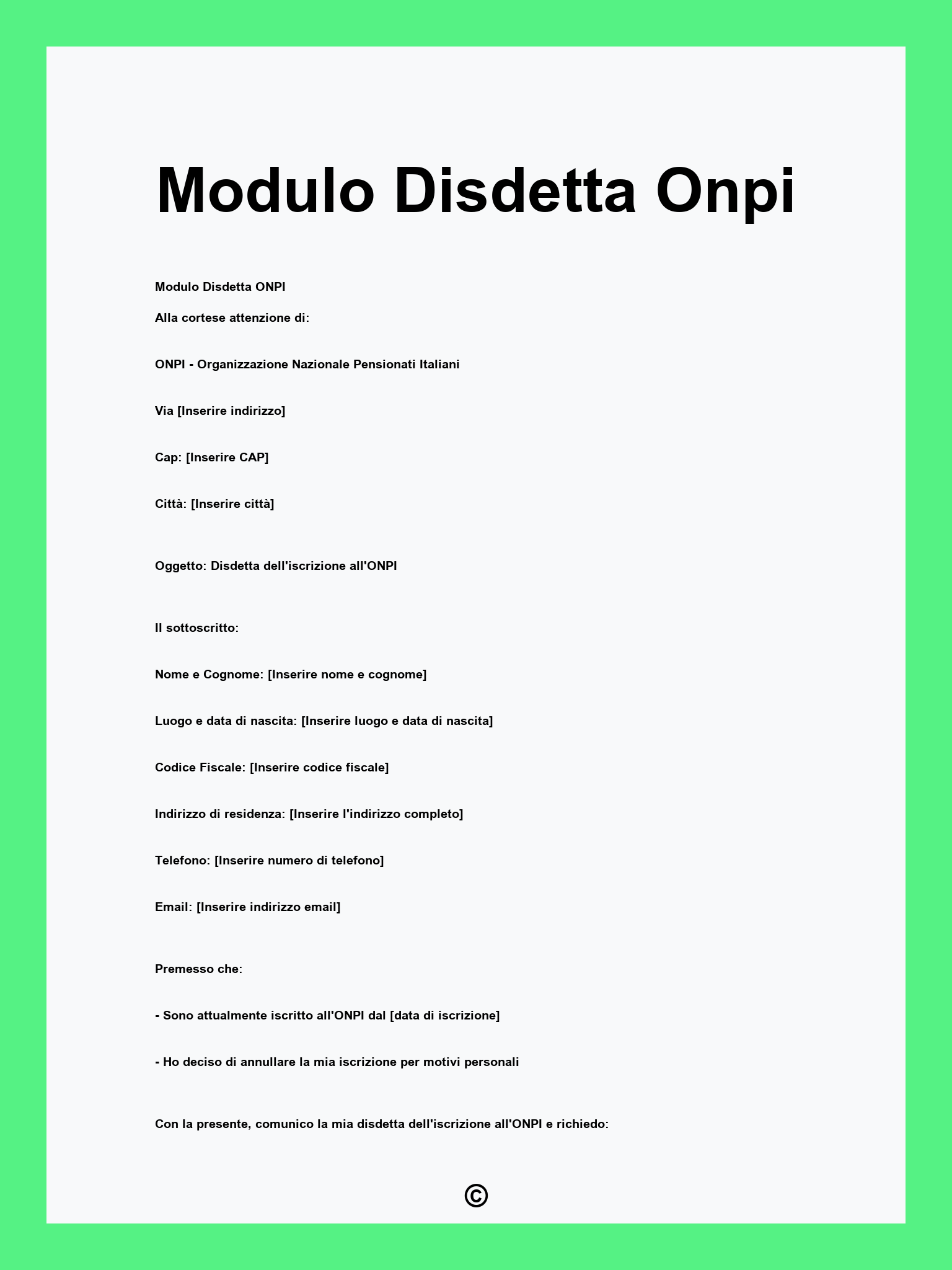 Modulo Disdetta Onpi