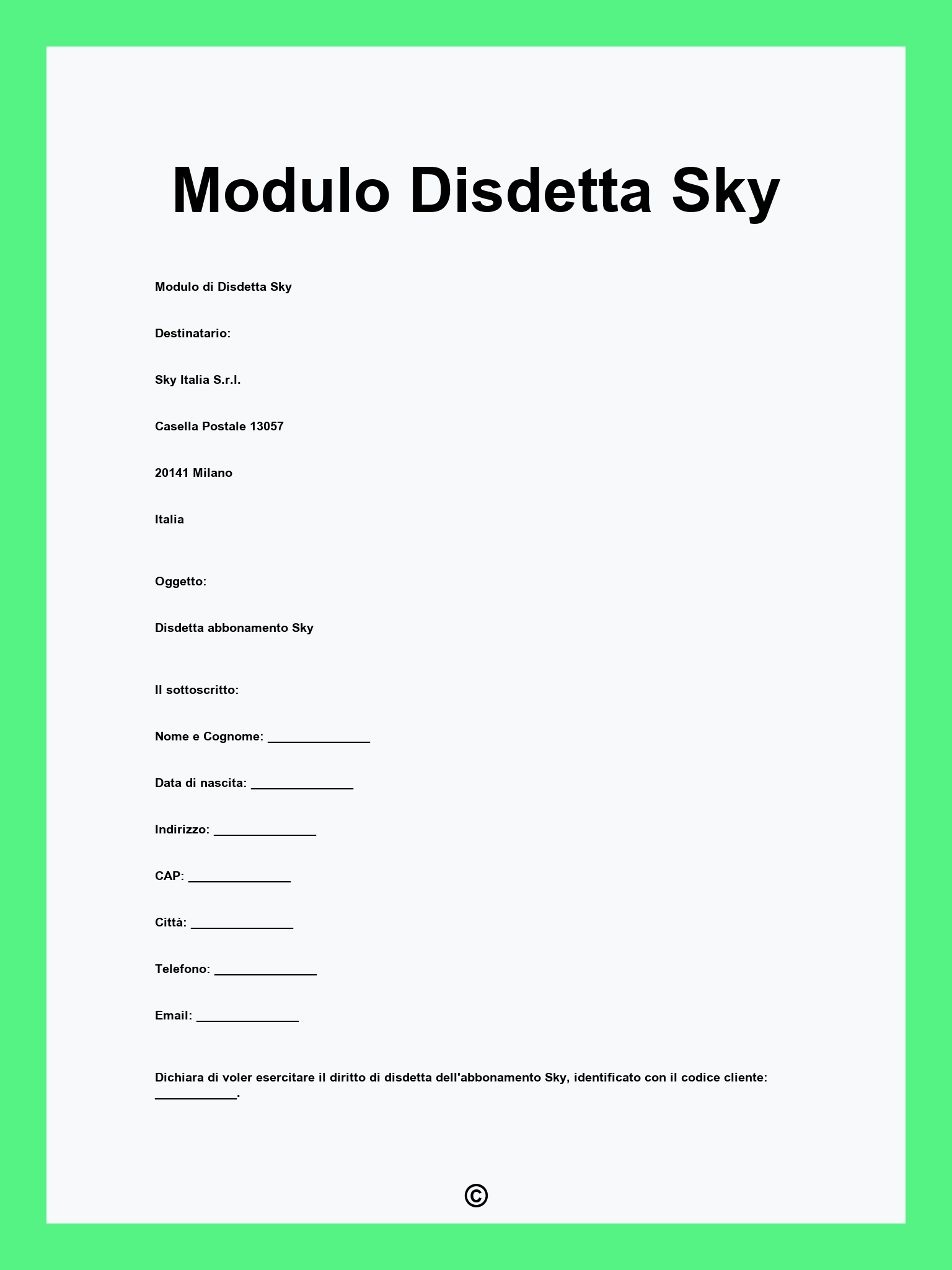 Modulo Disdetta Sky