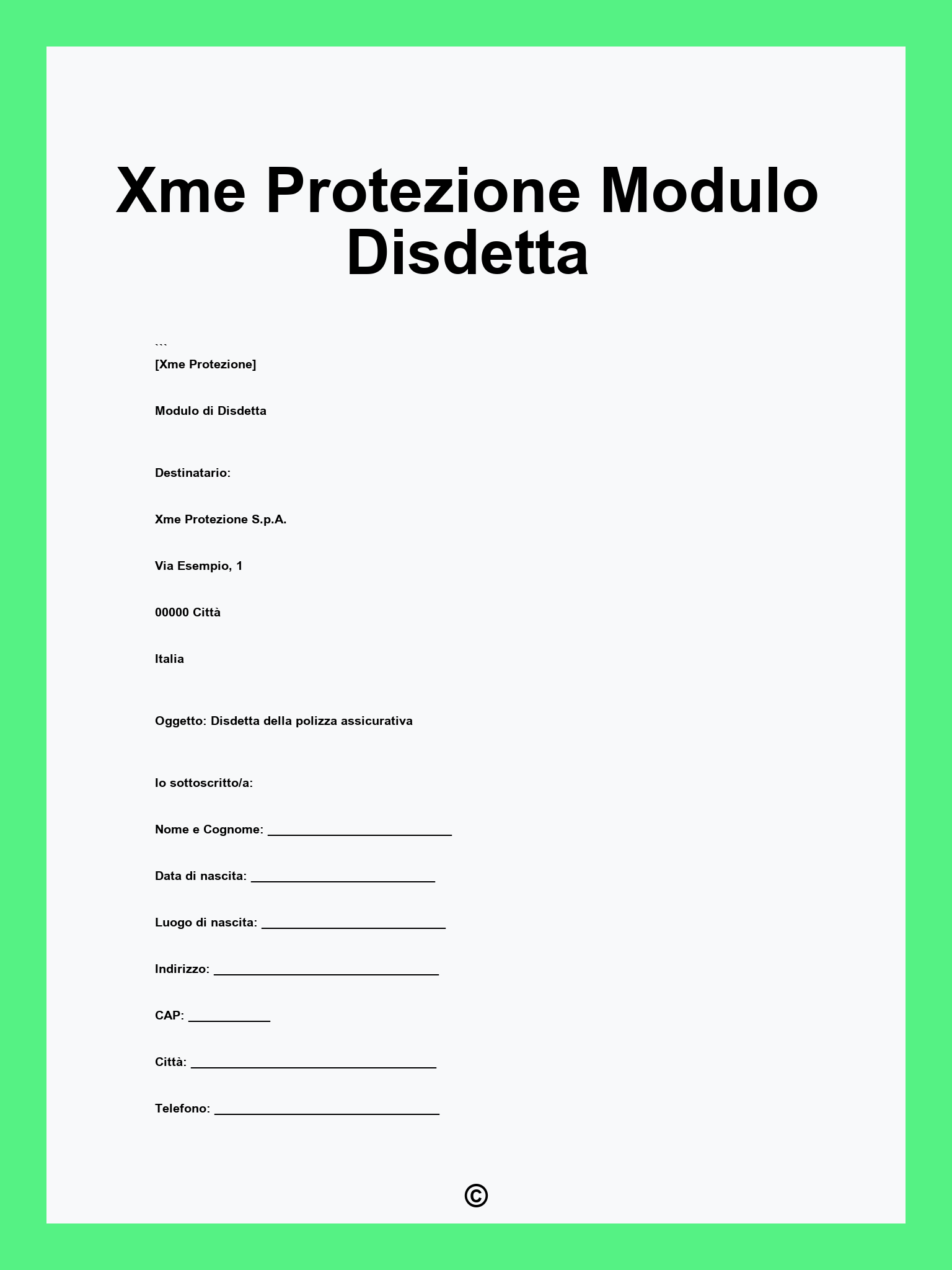 Xme Protezione Modulo Disdetta